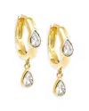By Adina Eden Cubic Zirconia Pear Dangle Hoop Earrings In Gold