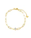 By Adina Eden Cubic Zirconia Solitaire Four Prong Paperclip Bracelet