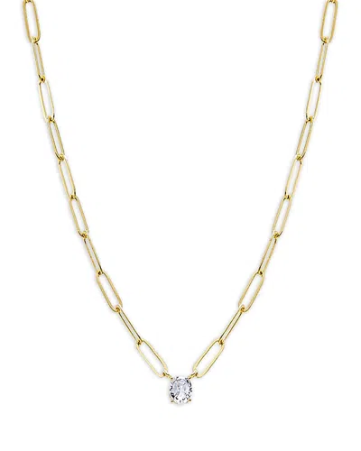 BY ADINA EDEN CUBIC ZIRCONIA SOLITAIRE FOUR PRONG PAPERCLIP NECKLACE, 16-18