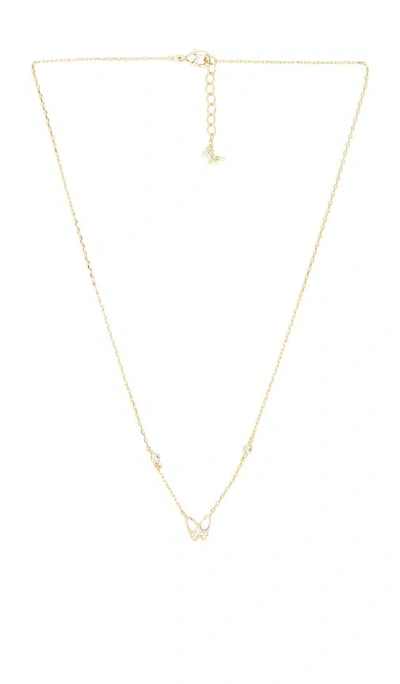 By Adina Eden Cz & Mop Butterfly Accent Necklace In Gold