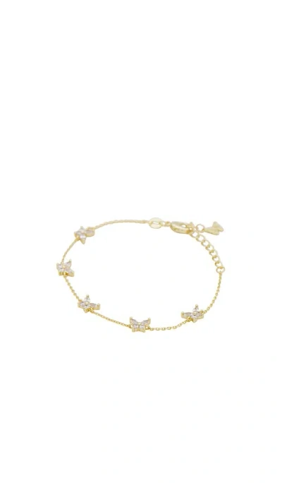 By Adina Eden Cz Multi Butterfly Bracelet In Metallic Gold