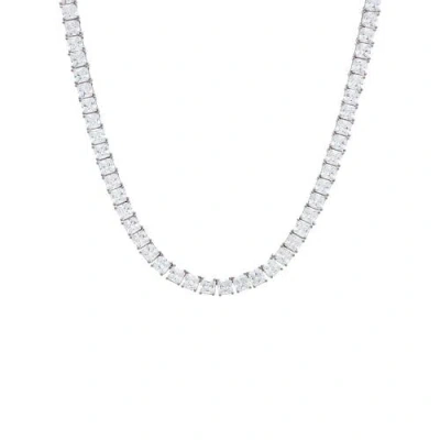 By Adina Eden Cz Princess Cut Tennis Necklace In Silver - 16in/4mm