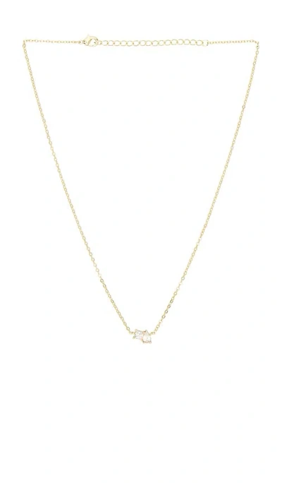 By Adina Eden Cz Princess Cut X Baguette Pendant Necklace In Gold