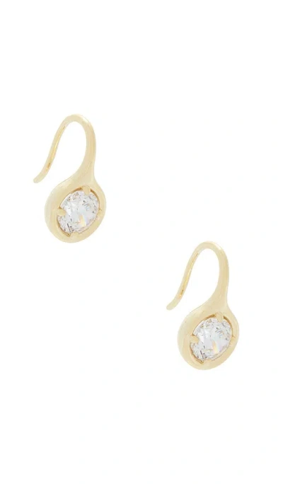 By Adina Eden Cz Rounded Bezel Fish Hook Huggie Earring In Gold