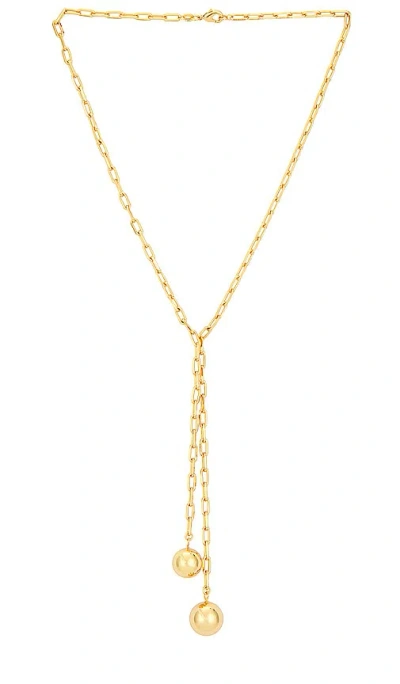 By Adina Eden Double Ball Link Drop Lariat Necklace In Gold