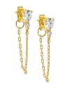 By Adina Eden Double Cubic Zirconia Chain Front To Back Earrings In Gold