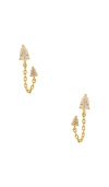 By Adina Eden Double Cz Teardrop Chain Stud Earring In Gray