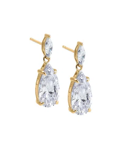 By Adina Eden Fancy Cubic Zirconia Gold Plated Marquise X Pear Dangle Stud Earrings In Brown