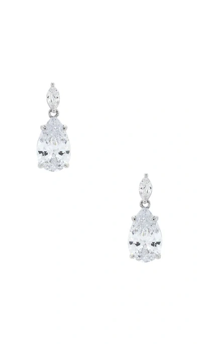 By Adina Eden Fancy Cz Marquise X Pear Dangle Stud Earring In Silver