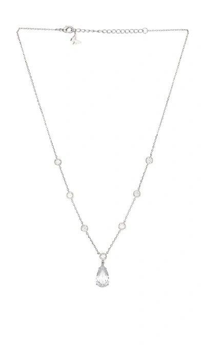 By Adina Eden Fancy Cz Pear Drop Bezel Chain Necklace In Silver
