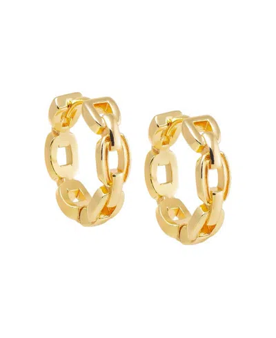 By Adina Eden Gold Plated Solid Square Link Huggie Earrings In Brown