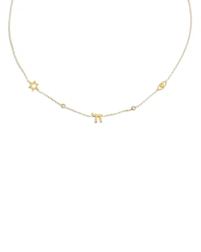 By Adina Eden Jewish Cubic Zirconia Bezel Charm Necklace, 14-18 In Gold