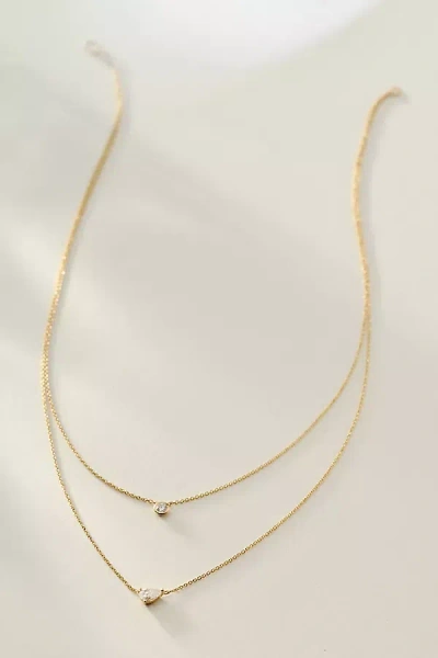 By Adina Eden Lab Grown Diamond Double-layer Pear & Bezel Necklace In Gold