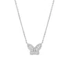 By Adina Eden Large Baguette Butterfly Necklace Pave Sterling Silver In Silver