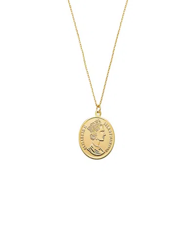 By Adina Eden Large Vintage Gold Plated Coin Pendant Necklace In Brown