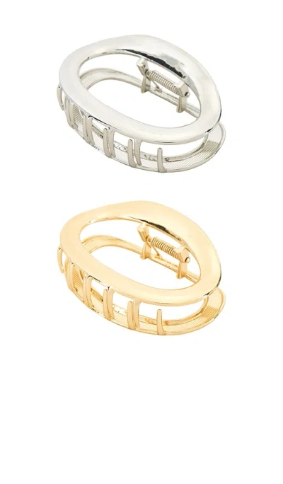 By Adina Eden Metal Oval Flat Lay Hair Clip Set In Multi