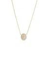 By Adina Eden Mini Pave X Baguette Round Pendant Necklace