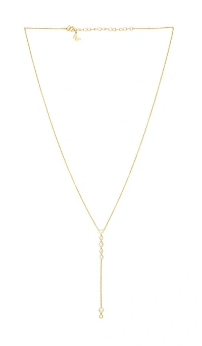 By Adina Eden Multi Bezel Stone Drop Lariat Necklace In Gold