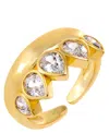 By Adina Eden Multi Cubic Zirconia Gold Plated Pear Rimmed Ring In Gold