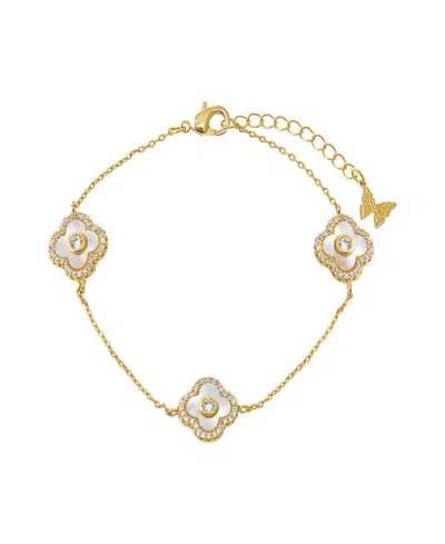 By Adina Eden Multi Pave Outlined Colored Stone Clover Bracelet