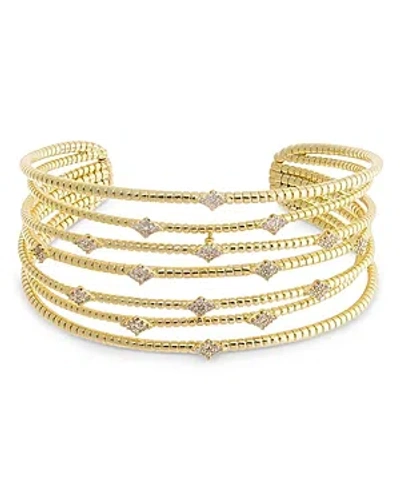 By Adina Eden Pave Accented Multi Row Open Bangle Bracelet In Gold