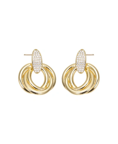 By Adina Eden Pave Dangling Twisted Knot Stud Earring In Gold