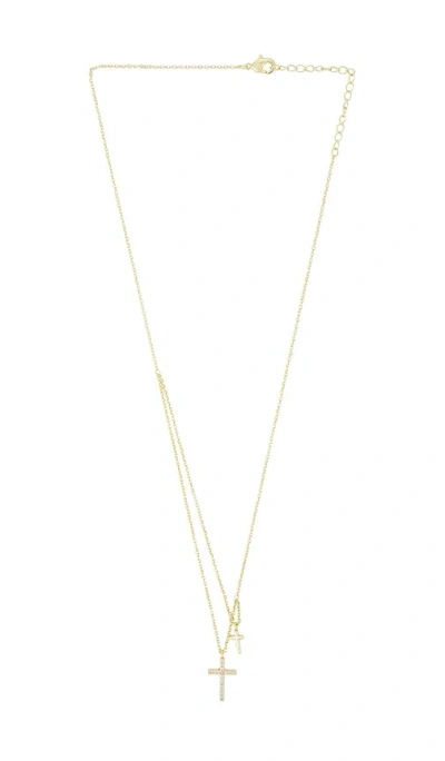 By Adina Eden Pave Double Cross 2 In Gold