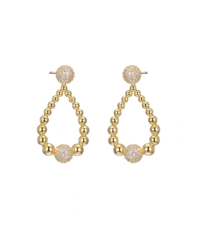 By Adina Eden Pave Graduated Beaded Drop Stud Earring In Gold