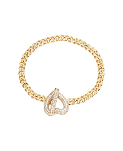 By Adina Eden Pave Heart Toggle Cuban Link Bracelet In Gold