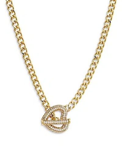 By Adina Eden Pave Heart Toggle Cuban Link Necklace, 16 In Gold