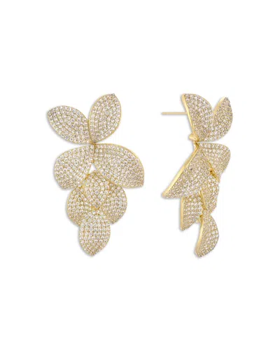 By Adina Eden Pave Leaf Drop Earrings In Gold