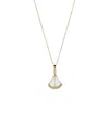 By Adina Eden Pave Mother Of Pearl Fan Shell Pendant Necklace In Brown