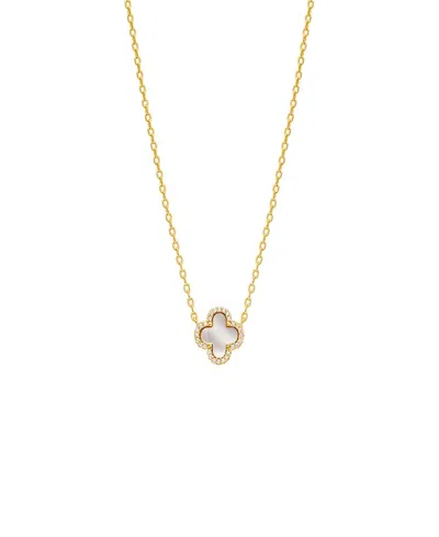 By Adina Eden Pave Outlined Four Leaf Clover Necklace