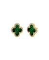 By Adina Eden Pave Outlined Four Leaf Clover Stud Earrings