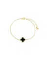 By Adina Eden Pave Outlined Gold Plated Four Leaf Clover Bracelet In Brown