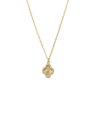 By Adina Eden Pave Outlined Ridged Clover Pendant Necklace In Gold