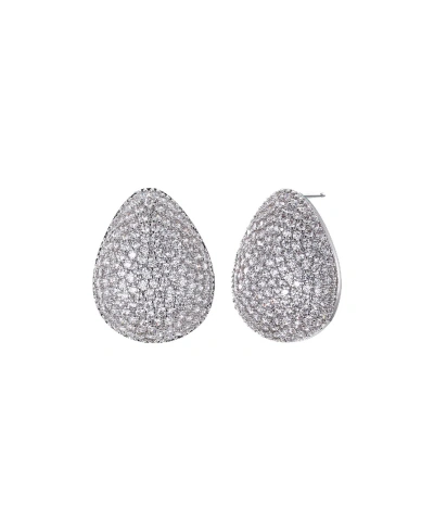 By Adina Eden Pave Puffy On The Ear Stud Earring In Silver