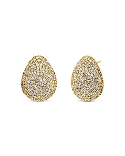 By Adina Eden Pave Puffy On The Ear Stud Earrings In Gold