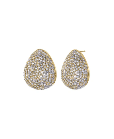 By Adina Eden Pave Puffy Oval On The Ear Stud Earring In Gold