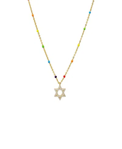 By Adina Eden Pave Star Of David Multi Color Beaded Necklace In Gold