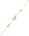 By Adina Eden Pave Triple Butterfly Bracelet In Gold