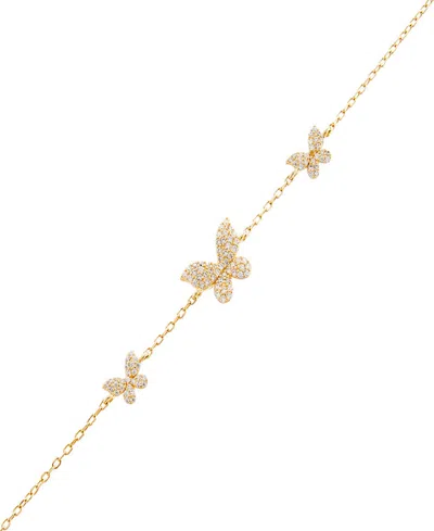 By Adina Eden Pave Triple Butterfly Bracelet In Gold