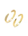 By Adina Eden Pave X Solid Double Claw Ring, Set Of 2