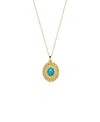 By Adina Eden Round Turquoise Stone Coin Necklace In Brown