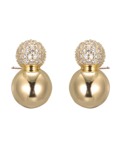 By Adina Eden Solid And Pave Double Graduated Ball Stud Earring In Gold