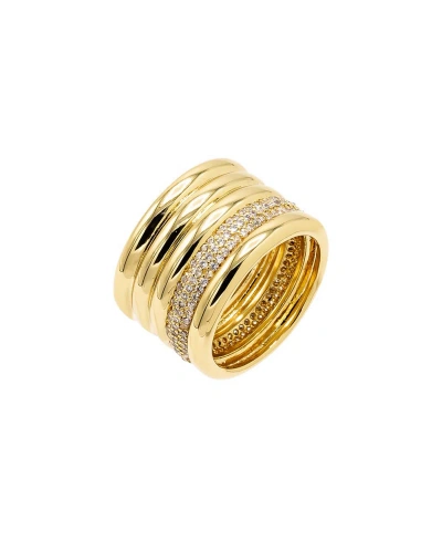 By Adina Eden Solid And Pave Multi Row Ring In Gold
