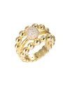 BY ADINA EDEN SOLID AND PAVE TRIPLE ROW BEADED RING