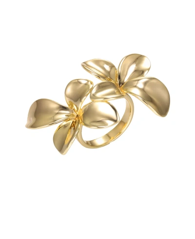By Adina Eden Solid Double Flower Claw Ring In Gold