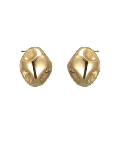 By Adina Eden Solid Indented Pebble Stud Earring In Gold