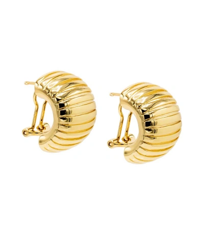 By Adina Eden Solid Ridged On The Ear Stud Earring In Gold